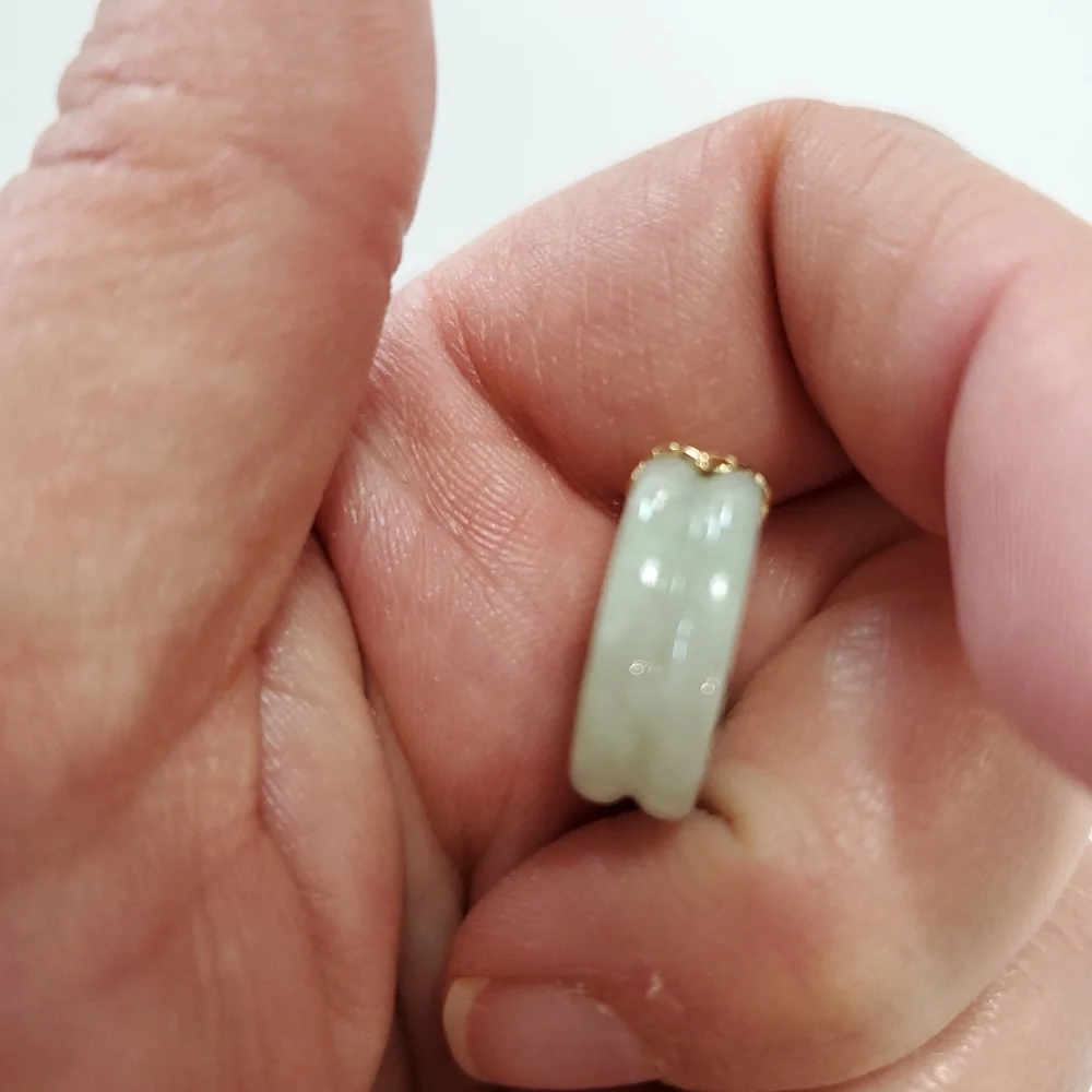 14k Jade Hoop Earrings - Picture 6 of 12